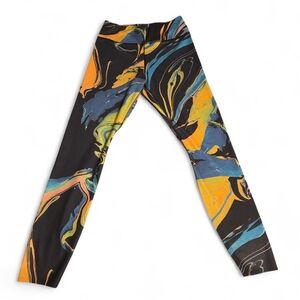 Nike‎ One Luxe Dri-FIT All Over Print Leggings Size Medium Black Orange Blue